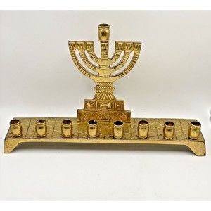 Vintage Brass Menorah Jewish Hanukkah Made in India Used